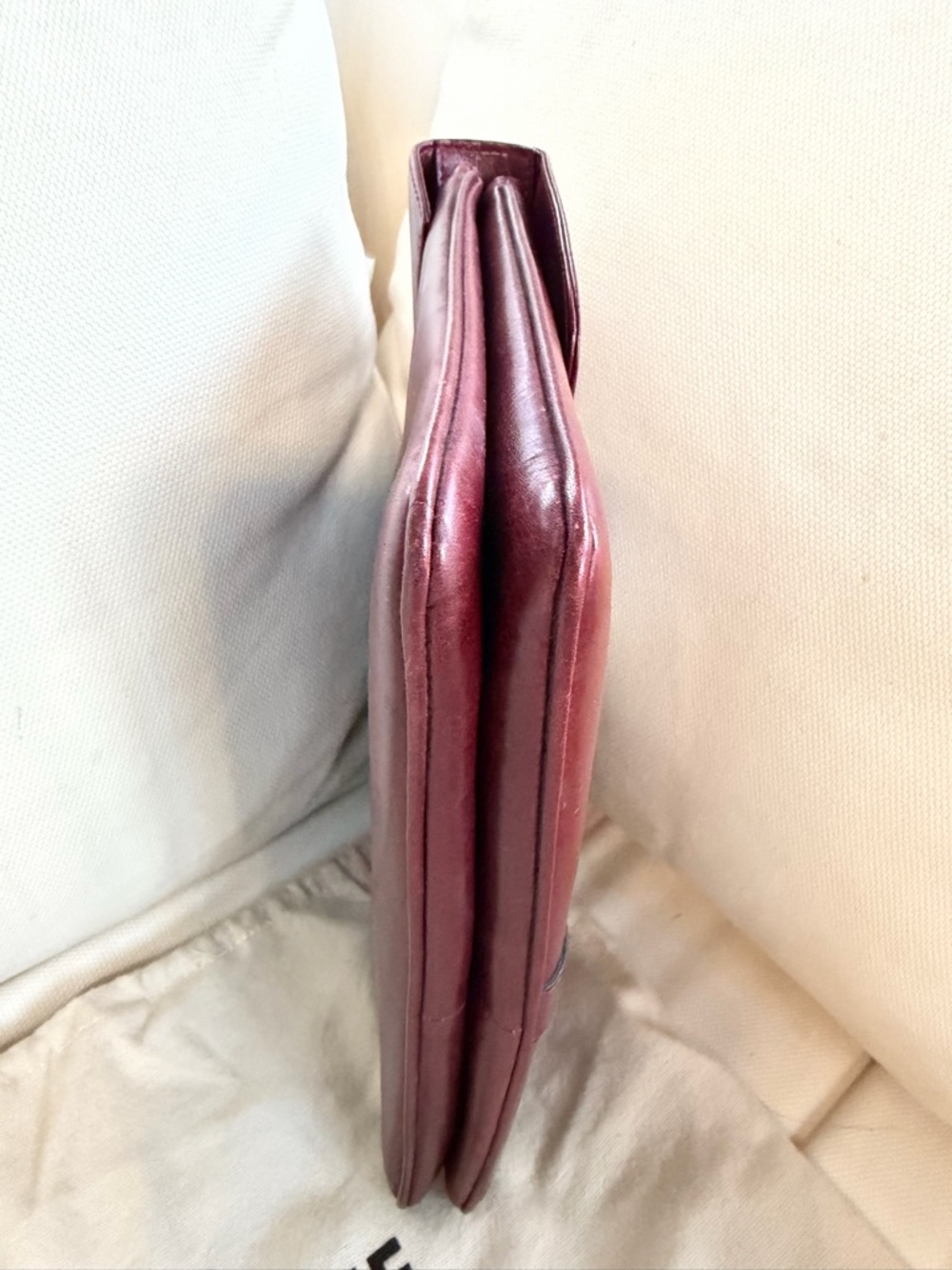 Celine Burgundy Shoulder Bag with Gold-Tone Clasp - Picture 7 of 13